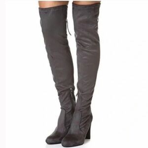 Sam Edelman Kent Dark Gray Faux Suede Over The Knee Boots New Without Box 9